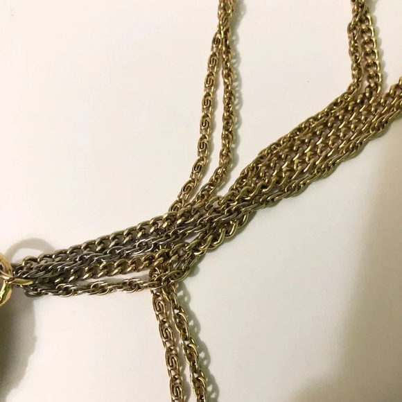 Vintage Goldette NY Pocket Necklace Long Chain Layered Victorian Style - Picture 8 of 12